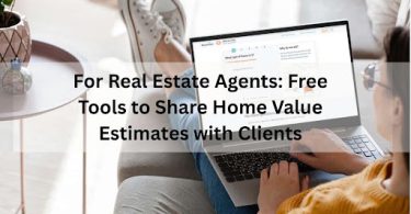 real estate agent using laptop to share home value estimate tools with clients